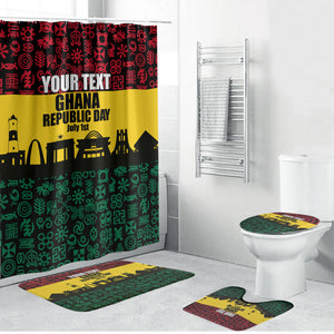 Personalized Ghana Republic Day Bathroom Set Adinkra Pattern Heritage Silhouette African Culture Art