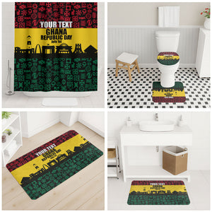 Personalized Ghana Republic Day Bathroom Set Adinkra Pattern Heritage Silhouette African Culture Art