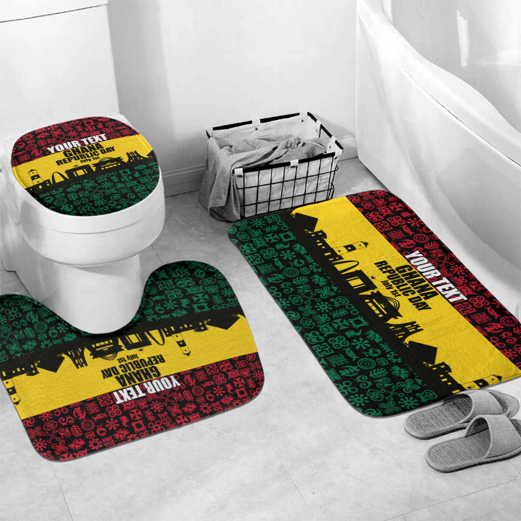 Personalized Ghana Republic Day Bathroom Set Adinkra Pattern Heritage Silhouette African Culture Art