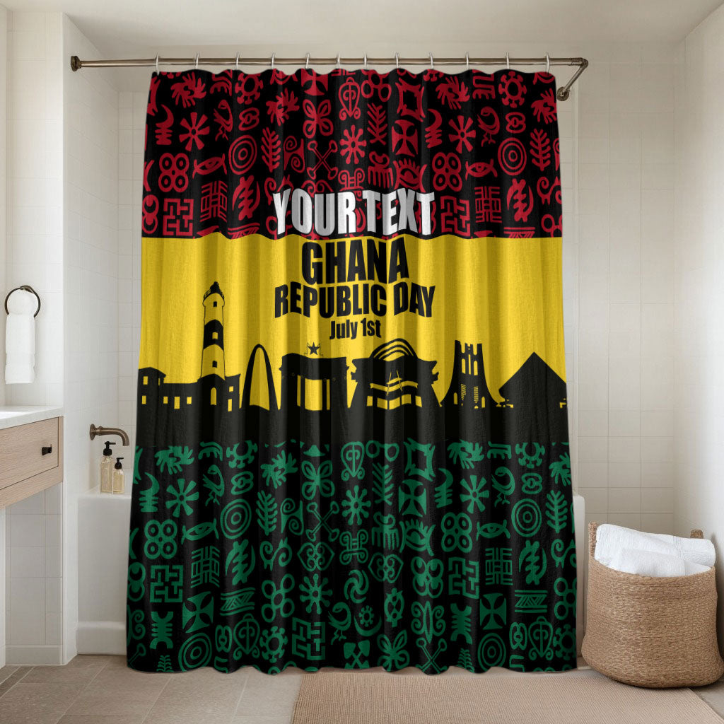 Personalized Ghana Republic Day Bathroom Set Adinkra Pattern Heritage Silhouette African Culture Art