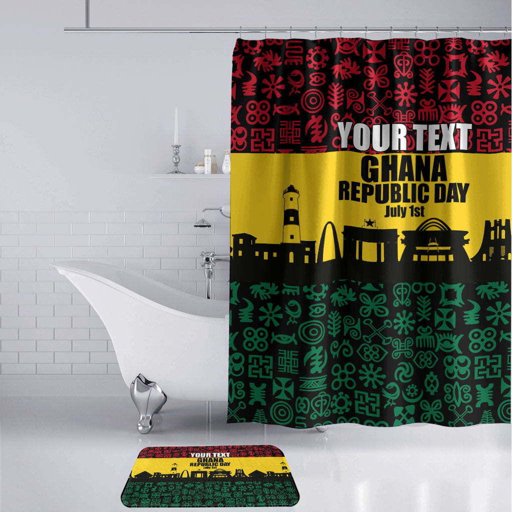 Personalized Ghana Republic Day Bathroom Set Adinkra Pattern Heritage Silhouette African Culture Art
