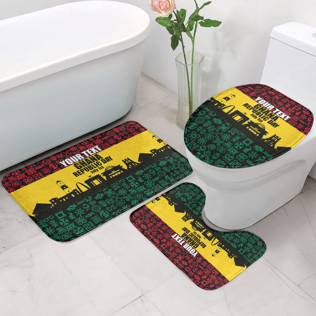 Personalized Ghana Republic Day Bathroom Set Adinkra Pattern Heritage Silhouette African Culture Art