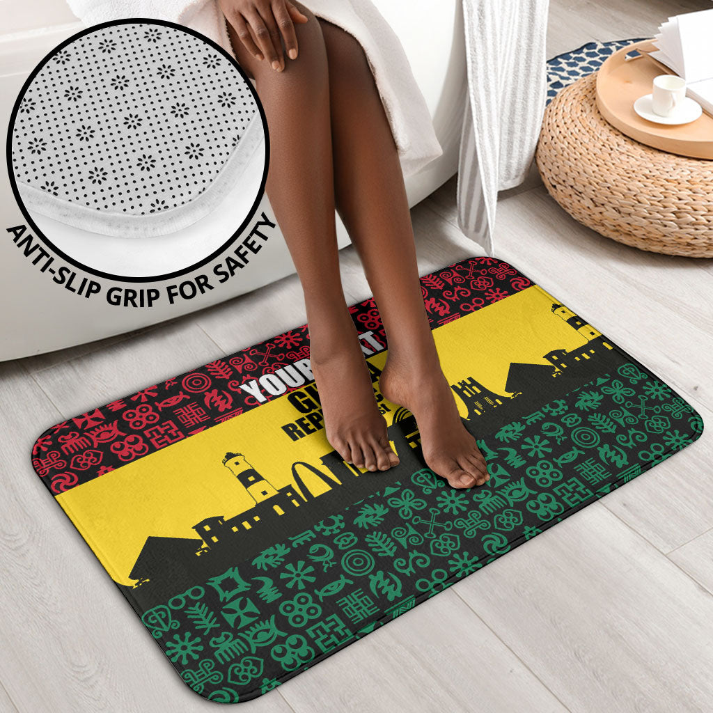 Personalized Ghana Republic Day Bathroom Set Adinkra Pattern Heritage Silhouette African Culture Art