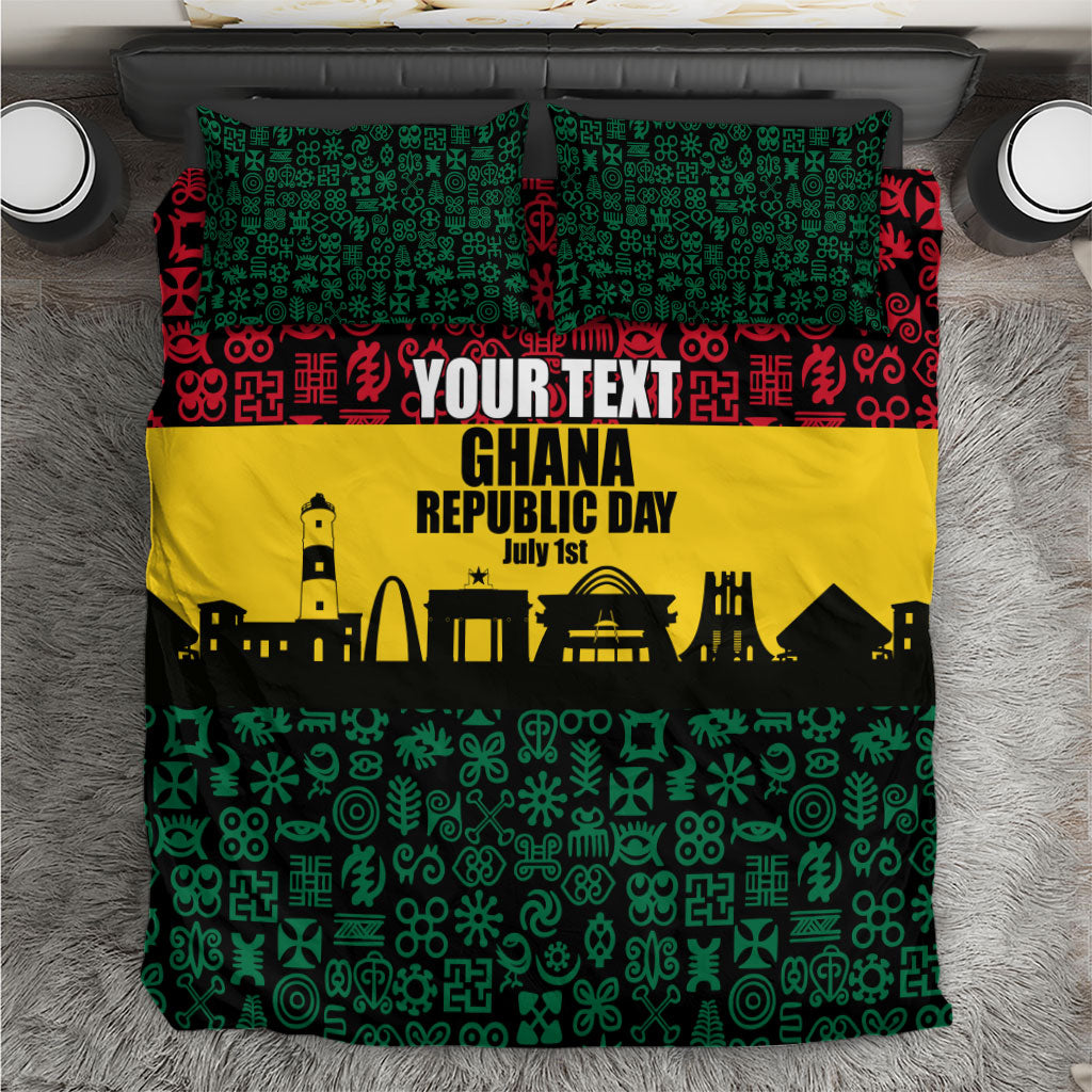 Personalized Ghana Republic Day Bedding Set Adinkra Pattern Heritage Silhouette African Culture Art