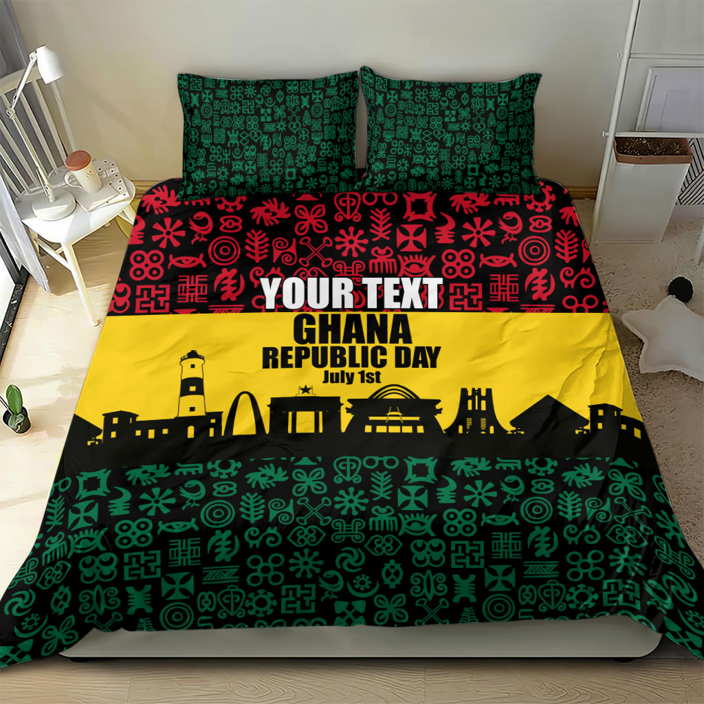 Personalized Ghana Republic Day Bedding Set Adinkra Pattern Heritage Silhouette African Culture Art