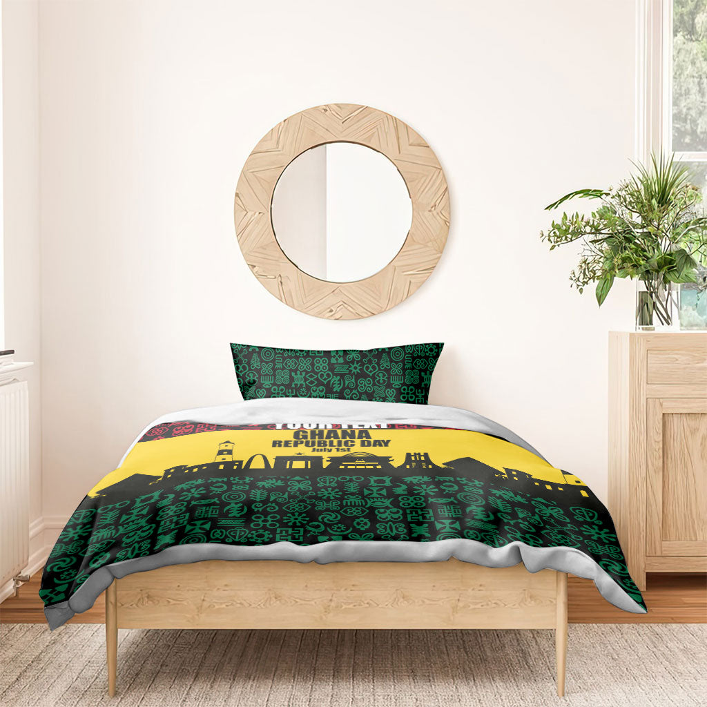 Personalized Ghana Republic Day Bedding Set Adinkra Pattern Heritage Silhouette African Culture Art