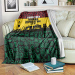 Personalized Ghana Republic Day Blanket Adinkra Pattern Heritage Silhouette African Culture Art