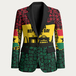 Personalized Ghana Republic Day Blazer Adinkra Pattern Heritage Silhouette African Culture Art