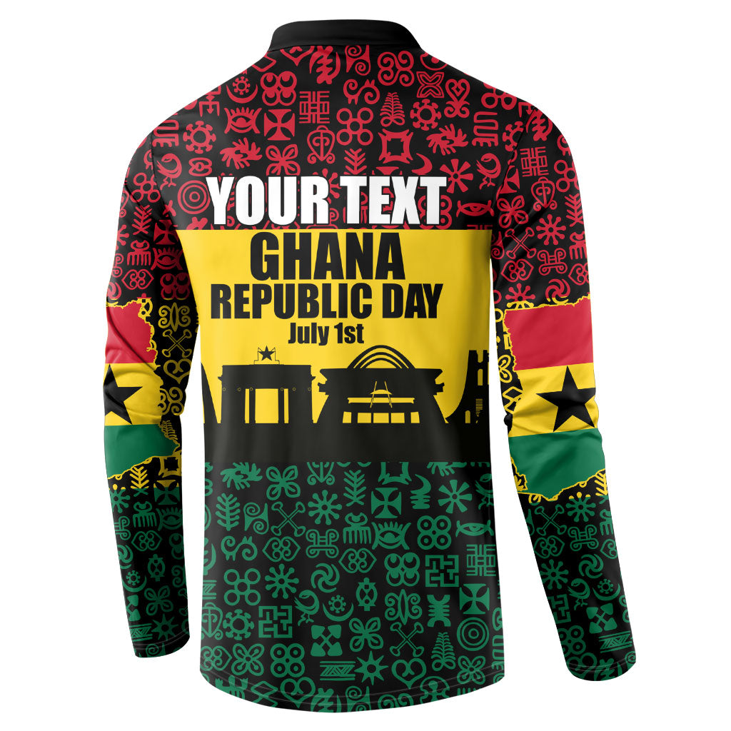 Personalized Ghana Republic Day Button Sweatshirt Adinkra Pattern Heritage Silhouette African Culture Art