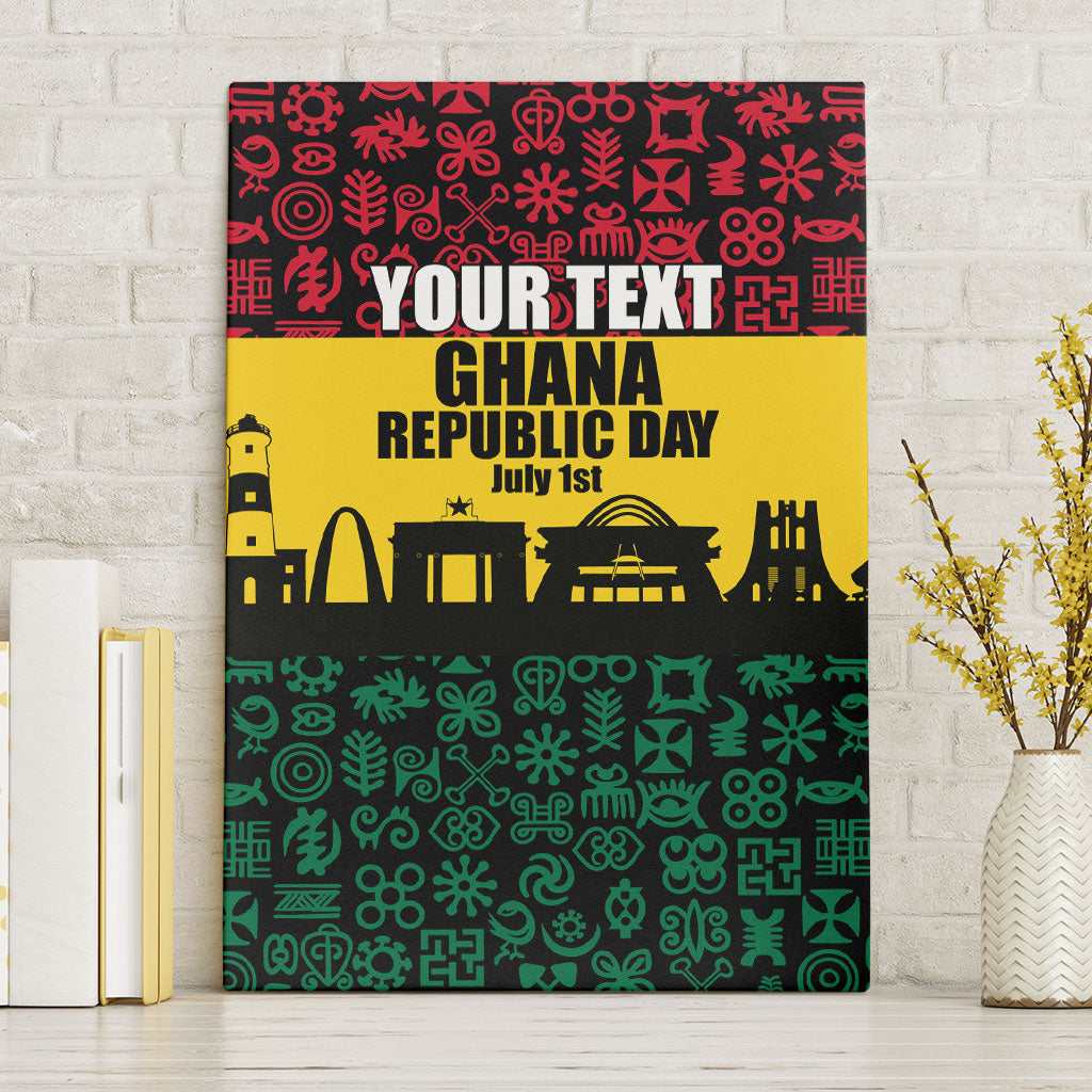 Personalized Ghana Republic Day Canvas Wall Art Adinkra Pattern Heritage Silhouette African Culture Art