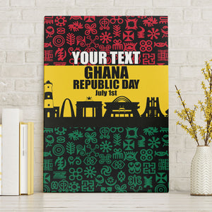 Personalized Ghana Republic Day Canvas Wall Art Adinkra Pattern Heritage Silhouette African Culture Art