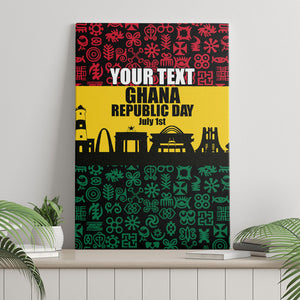 Personalized Ghana Republic Day Canvas Wall Art Adinkra Pattern Heritage Silhouette African Culture Art
