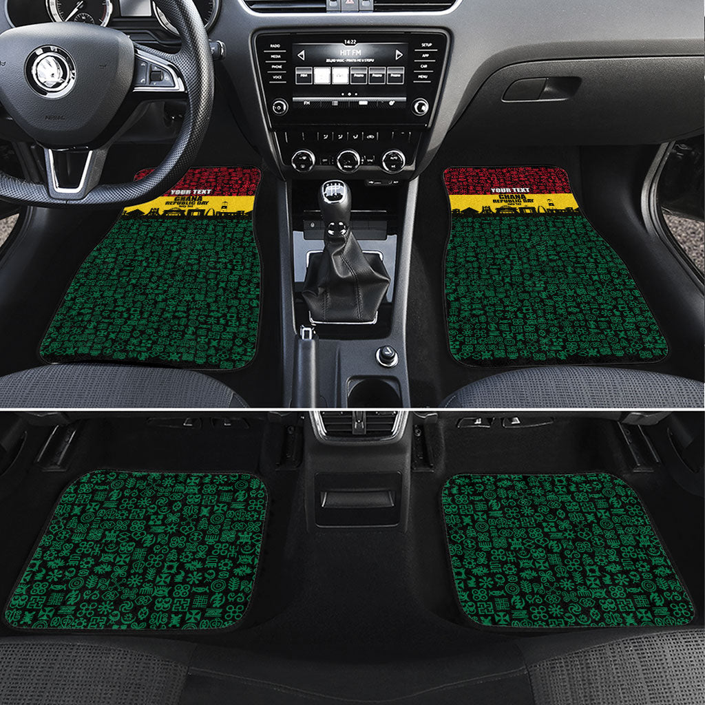 Personalized Ghana Republic Day Car Mats Adinkra Pattern Heritage Silhouette African Culture Art