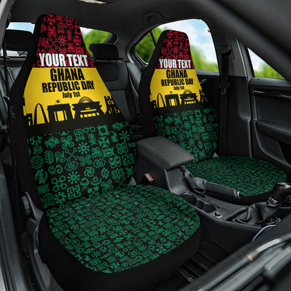Personalized Ghana Republic Day Car Seat Cover Adinkra Pattern Heritage Silhouette African Culture Art