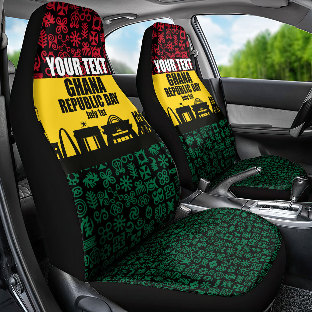 Personalized Ghana Republic Day Car Seat Cover Adinkra Pattern Heritage Silhouette African Culture Art