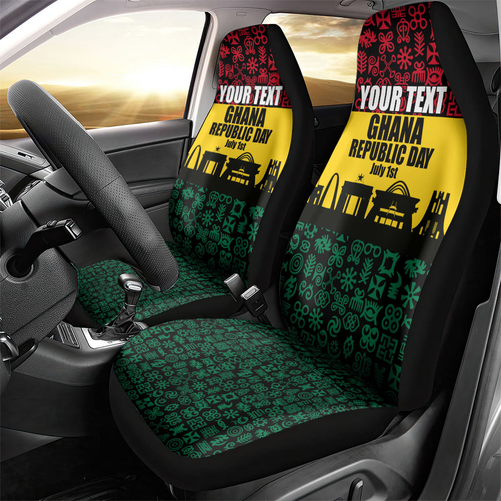 Personalized Ghana Republic Day Car Seat Cover Adinkra Pattern Heritage Silhouette African Culture Art