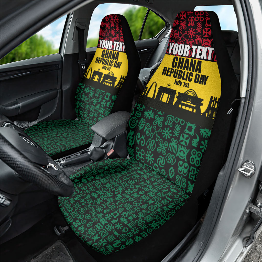 Personalized Ghana Republic Day Car Seat Cover Adinkra Pattern Heritage Silhouette African Culture Art