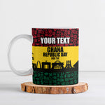 Personalized Ghana Republic Day Ceramic Mug Adinkra Pattern Heritage Silhouette African Culture Art
