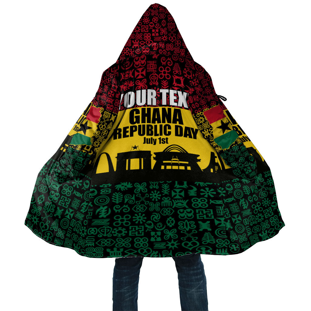 Personalized Ghana Republic Day Cloak Adinkra Pattern Heritage Silhouette African Culture Art