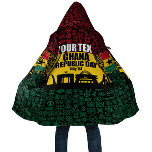 Personalized Ghana Republic Day Cloak Adinkra Pattern Heritage Silhouette African Culture Art