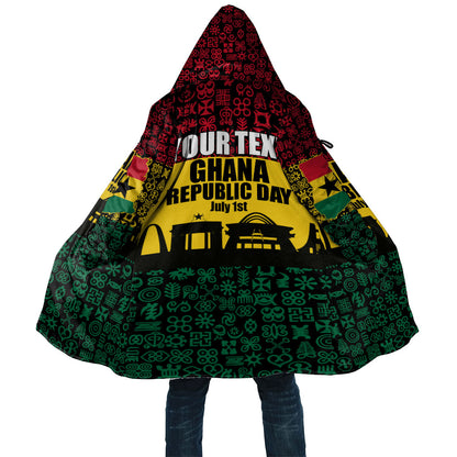 Personalized Ghana Republic Day Cloak Adinkra Pattern Heritage Silhouette African Culture Art