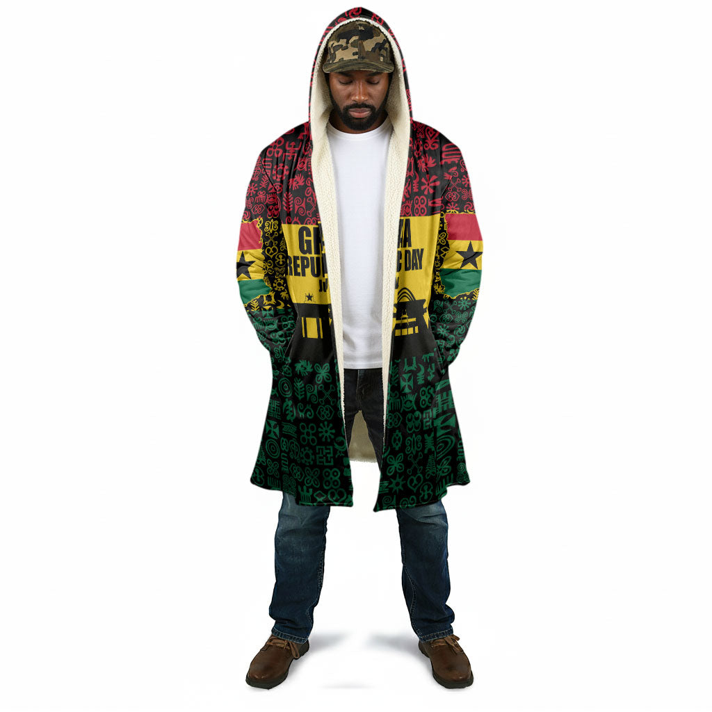 Personalized Ghana Republic Day Cloak Adinkra Pattern Heritage Silhouette African Culture Art