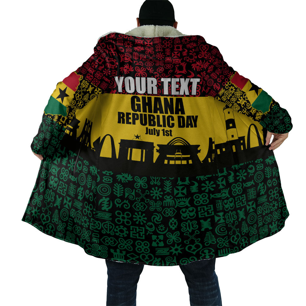 Personalized Ghana Republic Day Cloak Adinkra Pattern Heritage Silhouette African Culture Art