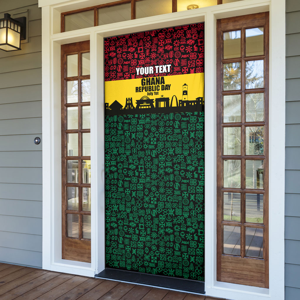 Personalized Ghana Republic Day Door Cover Adinkra Pattern Heritage Silhouette African Culture Art