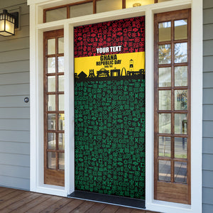 Personalized Ghana Republic Day Door Cover Adinkra Pattern Heritage Silhouette African Culture Art
