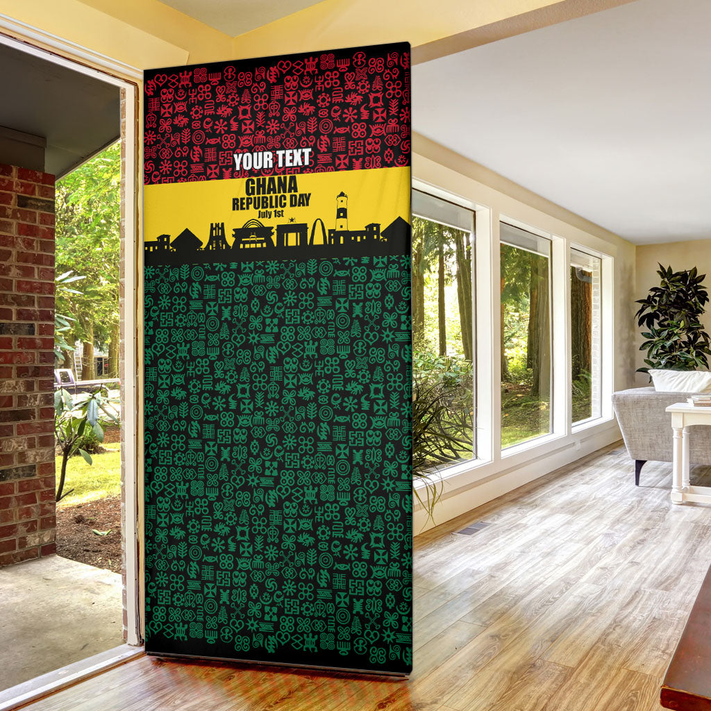 Personalized Ghana Republic Day Door Cover Adinkra Pattern Heritage Silhouette African Culture Art