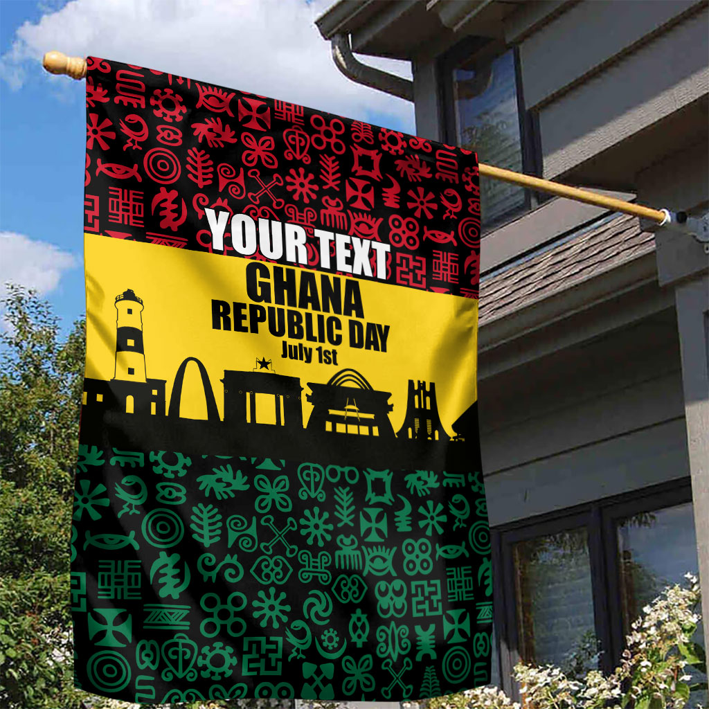 Personalized Ghana Republic Day Garden Flag Adinkra Pattern Heritage Silhouette African Culture Art