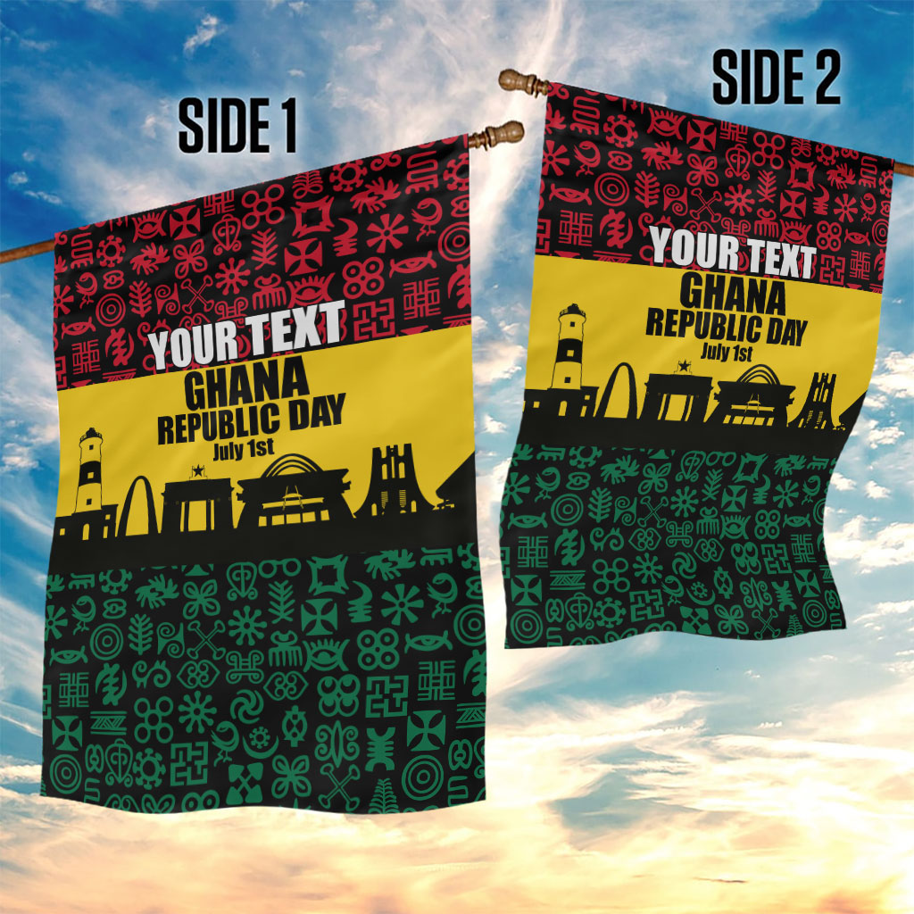 Personalized Ghana Republic Day Garden Flag Adinkra Pattern Heritage Silhouette African Culture Art