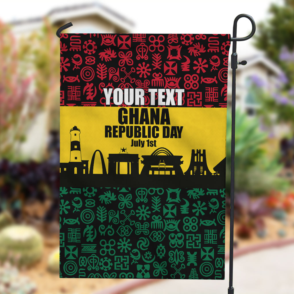 Personalized Ghana Republic Day Garden Flag Adinkra Pattern Heritage Silhouette African Culture Art