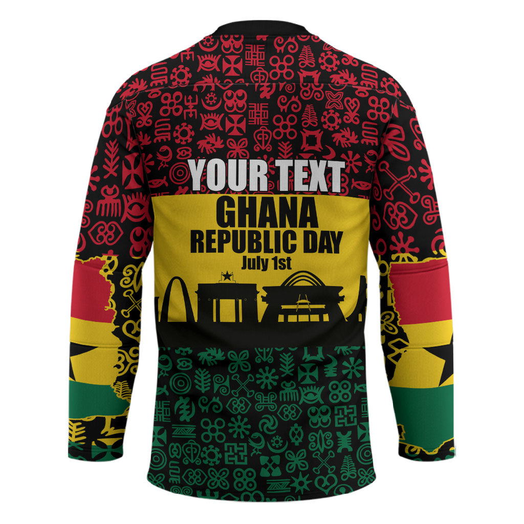 Personalized Ghana Republic Day Hockey Jersey Adinkra Pattern Heritage Silhouette African Culture Art