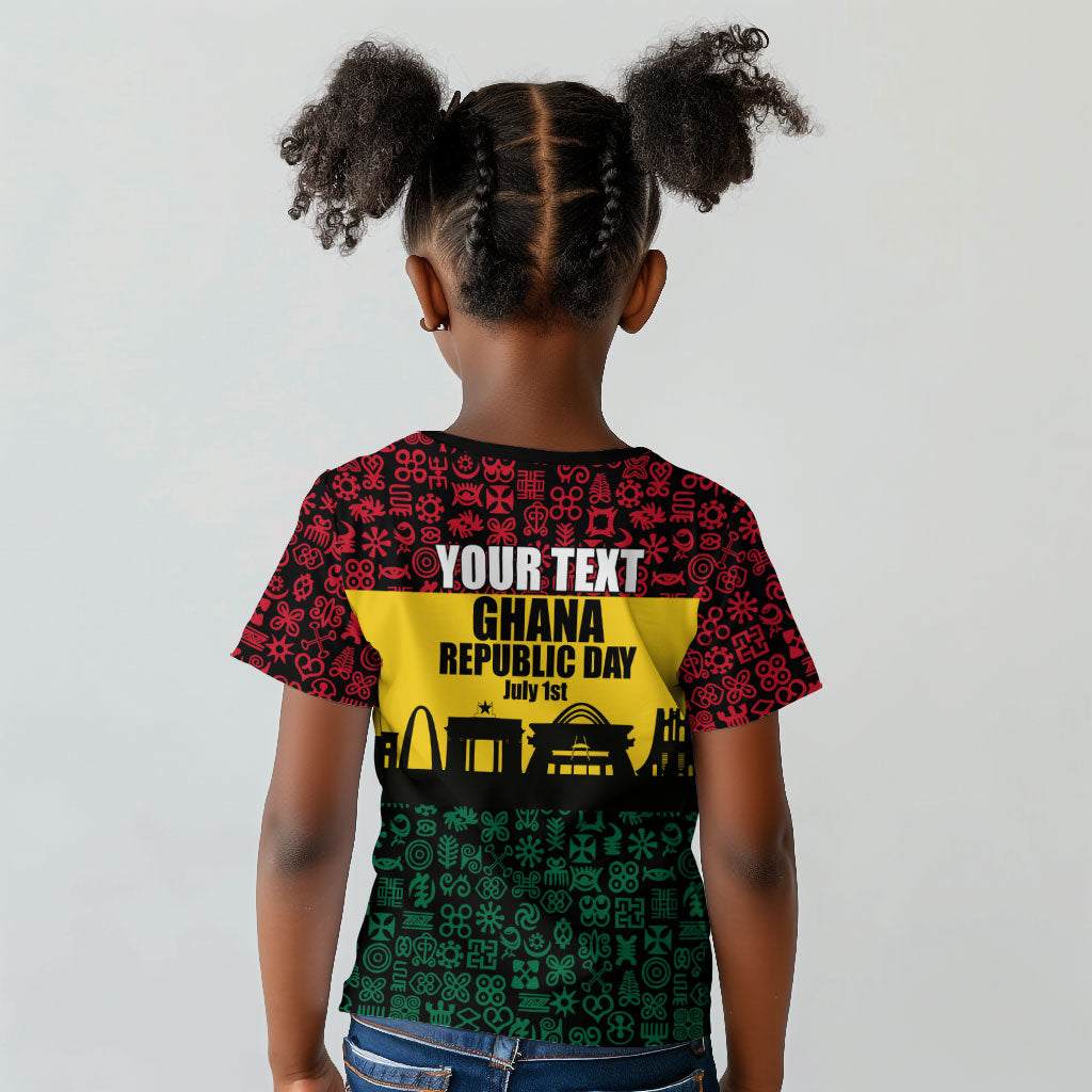 Personalized Ghana Republic Day Kid T shirt Adinkra Pattern Heritage Silhouette African Culture Art