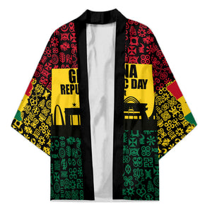 Personalized Ghana Republic Day Kimono Adinkra Pattern Heritage Silhouette African Culture Art