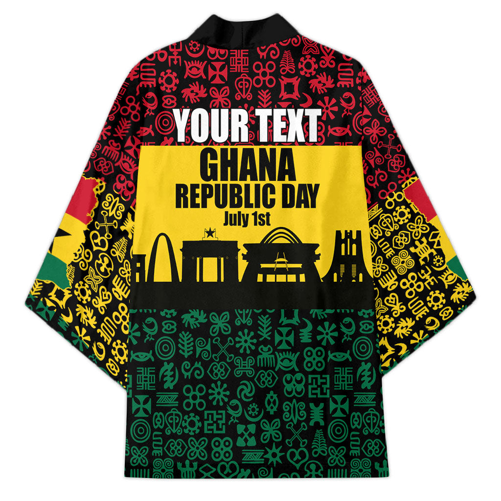 Personalized Ghana Republic Day Kimono Adinkra Pattern Heritage Silhouette African Culture Art