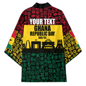 Personalized Ghana Republic Day Kimono Adinkra Pattern Heritage Silhouette African Culture Art