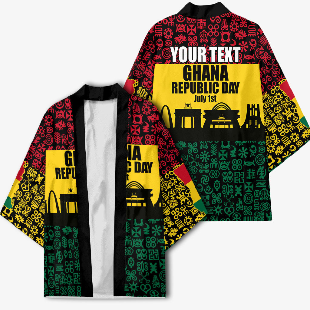 Personalized Ghana Republic Day Kimono Adinkra Pattern Heritage Silhouette African Culture Art