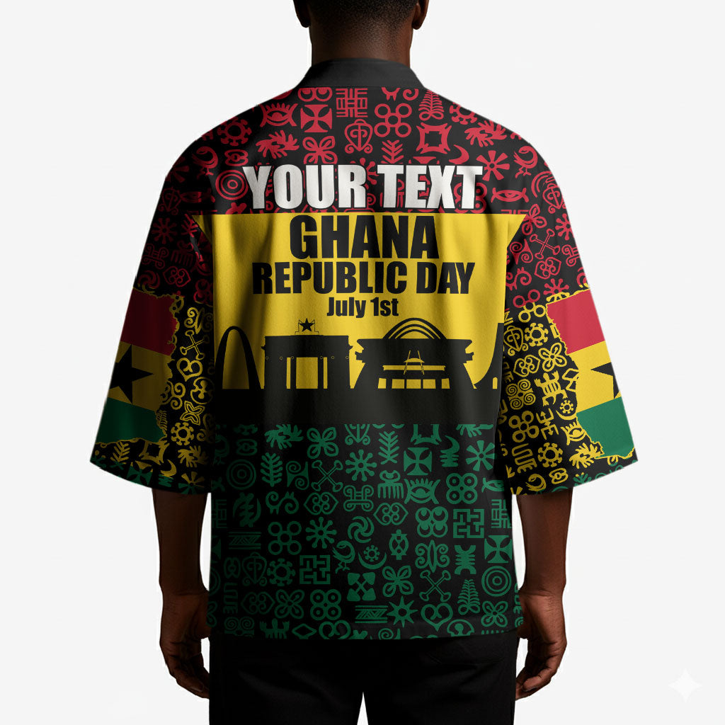 Personalized Ghana Republic Day Kimono Adinkra Pattern Heritage Silhouette African Culture Art