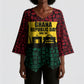 Personalized Ghana Republic Day Kimono Sleeve Blouse Adinkra Pattern Heritage Silhouette African Culture Art