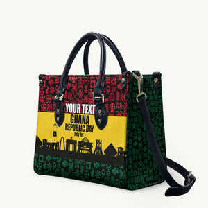 Personalized Ghana Republic Day Leather Bag Adinkra Pattern Heritage Silhouette African Culture Art