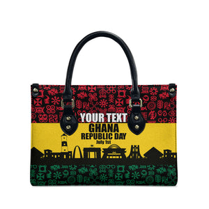 Personalized Ghana Republic Day Leather Bag Adinkra Pattern Heritage Silhouette African Culture Art