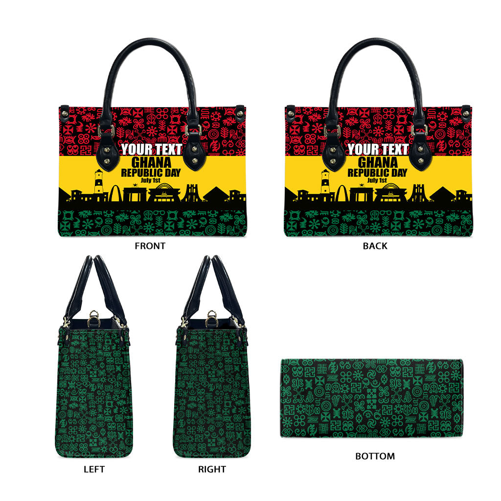 Personalized Ghana Republic Day Leather Bag Adinkra Pattern Heritage Silhouette African Culture Art