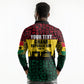 Personalized Ghana Republic Day Long Sleeve Polo Shirt Adinkra Pattern Heritage Silhouette African Culture Art
