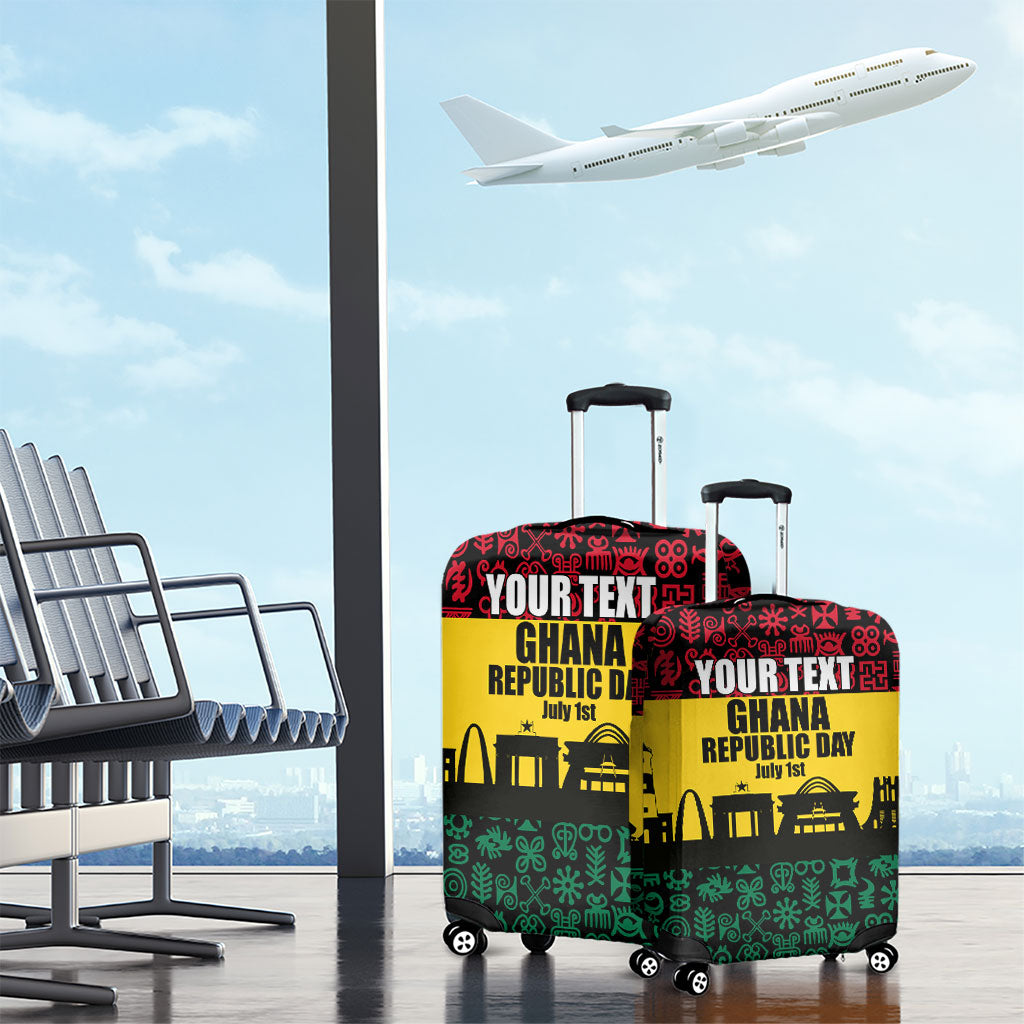 Personalized Ghana Republic Day Luggage Cover Adinkra Pattern Heritage Silhouette African Culture Art