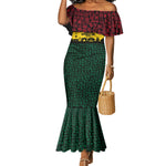 Personalized Ghana Republic Day Mermaid Dress Adinkra Pattern Heritage Silhouette African Culture Art