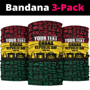 Personalized Ghana Republic Day Neck Gaiter Adinkra Pattern Heritage Silhouette African Culture Art