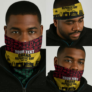 Personalized Ghana Republic Day Neck Gaiter Adinkra Pattern Heritage Silhouette African Culture Art