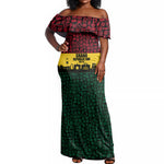 Personalized Ghana Republic Day Off Shoulder Maxi Dress Adinkra Pattern Heritage Silhouette African Culture Art
